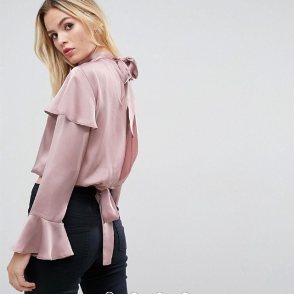 ASOS Ruffle Blouse w/ Split Back Detail (Size 6)